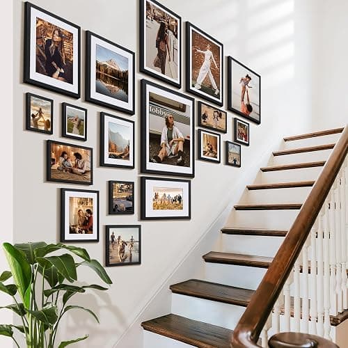 HappyHapi 4x6 Picture Frames Set of 10, Tabletop or Wall Display Pictures 3.5x5 with Mat or 4x6 Without, Multi Photo Frames Collage (Black) thumbnail 7