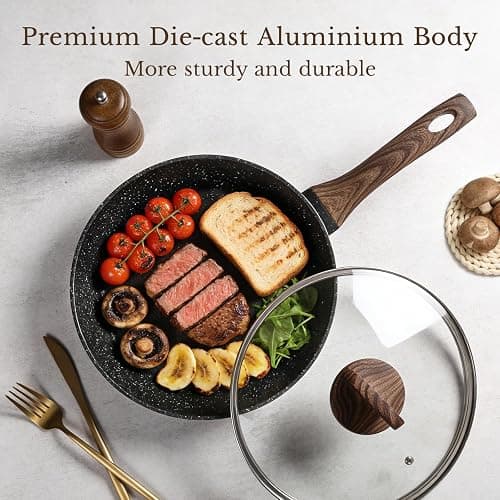 EWFEN 25 Pcs Pots and Pans Set, Nonstick Ceramic Cookware Sets, Healthy Non-Toxic, Large Capacity, Induction Compatible, Cooking Set with Frying Pans & Saucepans, PFAS/PTFE/PFOA Free, Classic Black thumbnail 8