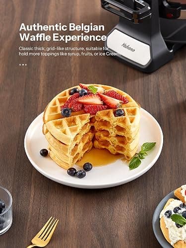 Belgian Waffle Maker, Classic Rotating Waffle Iron with Nonstick Plates, Removable Drip Tray and Cool Touch Handles, Double Flip Waffle, Rotating Belgium Waflera Maker by Yabano, Brushed Stainless thumbnail 5