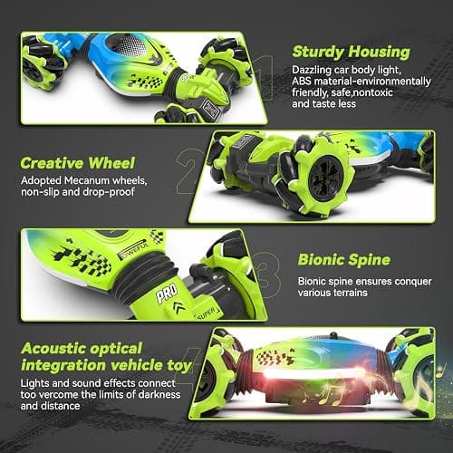 Dysaim Gesture RC Car Hand Controlled Stunt Car for 6-12 yr Boys Girls, 2.4GHz Remote Control Gesture Sensor Toy Drift Twist with Light Music for Kids Birthday Xmas Gift thumbnail 8