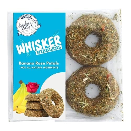 Whisker Nibblers Banana Rose Petal Treats for Rabbits, Guinea Pigs and Small Animals - Image 1