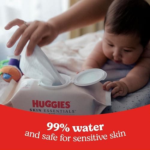 Huggies Skin Essentials Baby Wipes, Hypoallergenic, 99% Water, 15 Flip Top Packs (840 Wipes Total) thumbnail 4