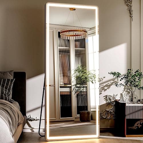 HARRITPURE Full Length Mirror with LED Lights - 71"x26" Lighted Floor Mirror for Bedroom/Cloakroom, Standing Mirror with Lights Dimmable & 3 Color Lighting - Image 1