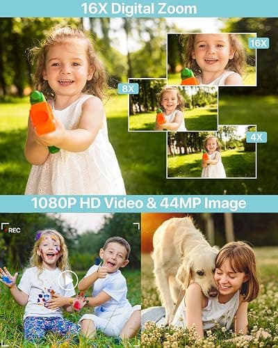 Digital Camera, Latest FHD 1080P Digital Camera for Teens with SD Card Anti Shake Point and Shoot Cameras Portable 16X Zoom Compact Small Cameras for Kids Boys Girls Seniors with Wrist Strap thumbnail 2