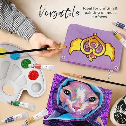 Chalkola Acrylic Paint Set for Adults & Kids - 56 Pcs Canvas Painting Kit with 32 Paints (22ml), 10 Brushes, 10 Canvases, Tabletop Easel, Palette, Knife - Professional Craft & Art Painting Supplies thumbnail 2