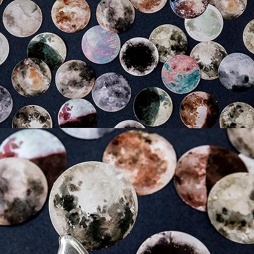 Doraking 46PCS Cute Boxed DIY Decoration Adhesive Paper Colorful Moon Theme Stickers for Laptop Planners Scrapbook Cups Diary Notebooks Album Phone Case (Colored Moon) thumbnail 3