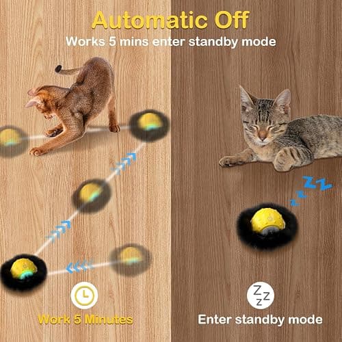 Muhhiba Interactive Cat Toys for Indoor Cats, Electric Cat Ball Fast Rolling in Pouch, Motion Activated Chirping Cat Toy, Hide and Seek Cat Toy with LED Light thumbnail 6