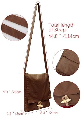 PROCOS Medieval Canvas Shoulder Bag, Pilgrim Pouch Bag Renaissance Viking Cosplay Accessory thumbnail 2