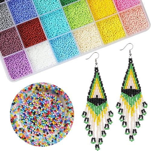 Bala&Fillic Taille presque uniforme 12/0 Perles de rocaille rondes avec outil de perlage, 19200 pièces Petites perles de rocaille de 2 mm pour la fabrication de bracelets et de boucles d'oreilles thumbnail 3