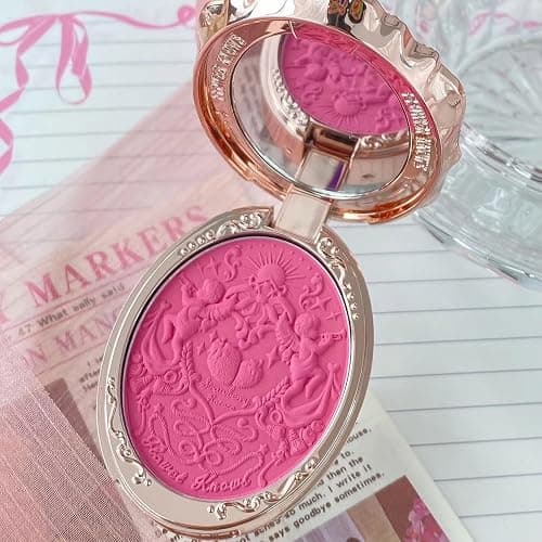 Flower Knows Strawberry Rococo Embossed Blush,Mauve Berry Rose Matte Powder Blush for Cheeks,Buildable & Blendable Face Makeup,Long-Lasting Cute Make Up for Women & Girls,0.16 Oz(G02 Little Cranberry) thumbnail 6