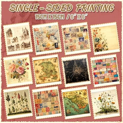 48Pcs Vintage Pattern Scrapbook Paper 15*15cm Premium Specialty Craft Paper Folded Flat for DIY Background Card Making Scrapbook Photo Album Decor thumbnail 3