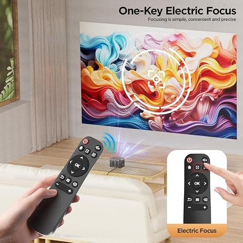 【Electric Focus】 Portable Mini Projector with 5G WiFi, Outdoor Bluetooth Movie Projector, 15000L, 230" Screen, Home Theater Projector for Phone/TV Stick/USB thumbnail 2