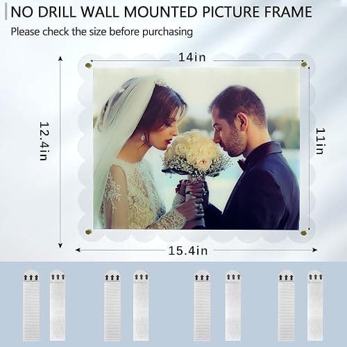 11X14 Acrylic Picture Frame for Wall, Frameless Clear Photo Frame with Scalloped Edge, No Drill Floating Frame for Diploma Certificate Degree Document & Poster/Painting/Artworks Display (1 Pack, Scalloped edge) thumbnail 3