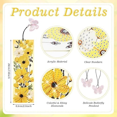 4pcs Flower Diamond Art Bookmarks Kit Floral Diamond Bookmarks for Adults 5D DIY Diamond Art Kit for Spring Reading Lover Book Lover Students DIY Gem Crafts Gift thumbnail 4