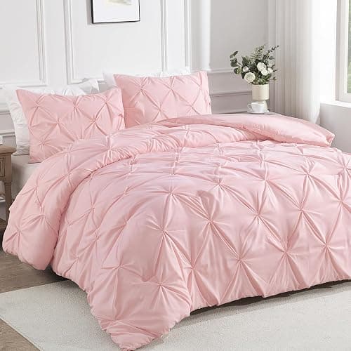 Andency Pink Full Size Comforter Set (79x90Inch), 3 Pieces Soft Lightweight Cute Pinch Pleat Comforter Set for Kids Girls Teens, All Season Western Warm Down Alternative Bed Set for Dorm Bedroom thumbnail 5