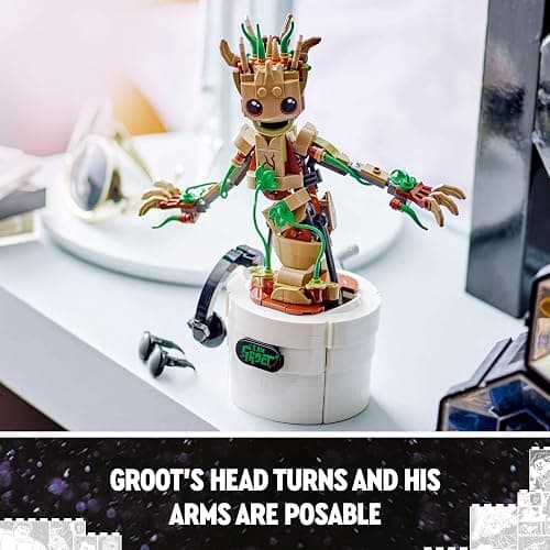 LEGO Marvel Dancing Groot Buildable Animated Toy Action Figure, Guardians of the Galaxy Character, Kids’ Hand-Operated Interactive Playset, Super Hero Gift for 10 Plus Year Old Boys and Girls 76297 thumbnail 7