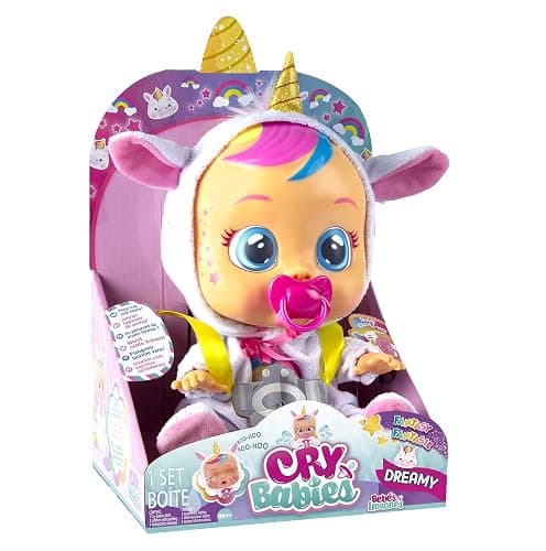 Cry Babies Dreamy the Unicorn 12” Baby Doll | Shimmery Removable Rainbow Pajamas For Girls and Kids 18 Months and Up , Pink thumbnail 7