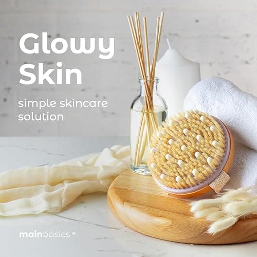 MainBasics Dry Brushing Body Brush for Lymphatic Drainage, Dry Skin, Cellulite, Blood Circulation with Exfoliating Natural Bristles and Massage Nodes for Flawless Skin thumbnail 9