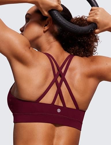 CRZ YOGA Naked Feeling Strappy Sports Bras | Medium Support, Removable Pads, Yoga, Sleek, Scoop Neck, for Women thumbnail 4