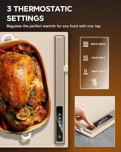 LBOLHZO Warming Mat for Food,10s Rapid Warm Food Warming Mat,3-Temp Food Warmer,Fast Heating BPA-Free Auto Shut Off Chafing Dishes For Buffet,Roll Up Food Warmers For Parties Buffet Valentine Gifts thumbnail 2