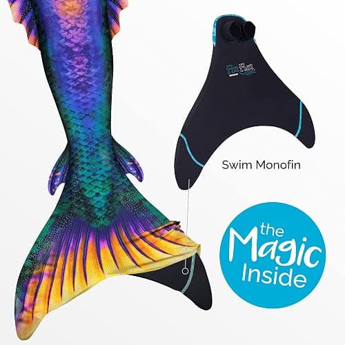 Fin Fun Atlantis Mermaid Tail with Monofin, 3D Fins | Swimmable tail with reinforced tips, 3D side & back fins; sun-resistant fabric for ages 6+ thumbnail 7