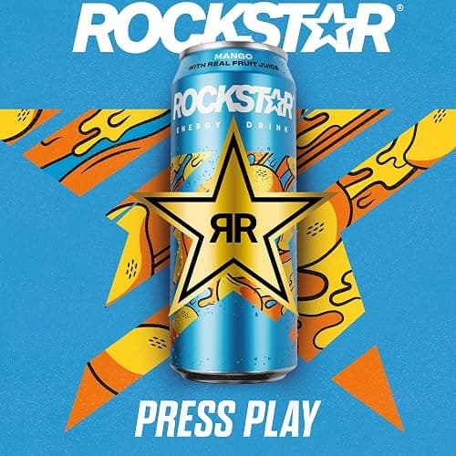 Rockstar Juiced Energy Drink - Mango - Non-Alcoholic - 160 mg Caffeine - Caffeinated Drink with Taurine, Guarana, Ginseng, & B-Vitamins - 12 x 500ml cans thumbnail 4