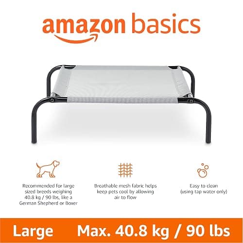 Amazon Basics Cooling Breathable Elevated Dog Bed with Metal Frame for Large Dogs, 51 x 31 x 8 Inch, Grey thumbnail 2