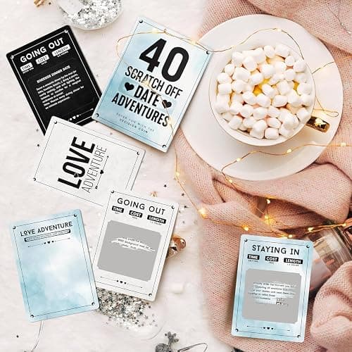 40 Scratch Off Date Night Adventure Cards – Fun, Exciting & Romantic Couples Game – Ideal Gifts For Anniversary, Bridal Shower Gift – Perfect For Couples, Boyfriend, Girlfriend, Women & Men, Him - Her - Blue thumbnail 8