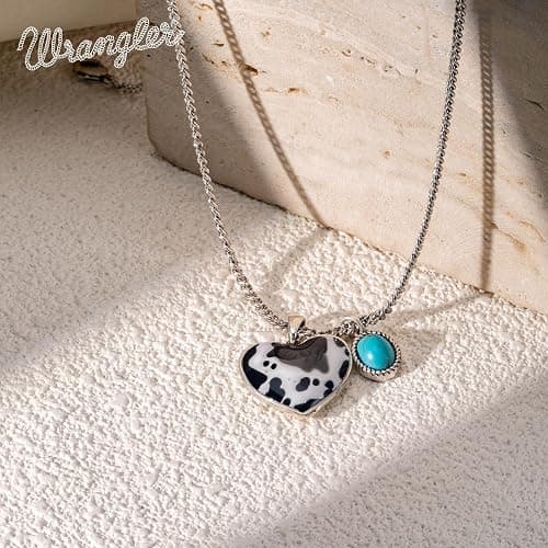 Wrangler Heart Turquoise Pendant Necklace, Gold Plated Western Jewelry | Turquoise Jewelry for Women, 14K Natural Stone, Vintage Gold & Antique Silver Plated, Skin-Friendly Copper, Gift Box thumbnail 4