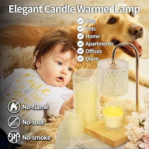 Candle Warmer Lamp, Candle Lamp Wax Warmer, Timer & Dimmer 7-Levels, Fits Cup Jar Candle, Top Melting, Crystal Heater Lamp for Scented Wax, Elegant Home Decor, Clear Glass thumbnail 6