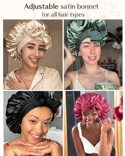 YANIBEST Adjustable Satin Bonnet for Sleeping Women Double Layer Hair Wrap Reduce Friction Prevent Frizz Natural Curly Hair thumbnail 6
