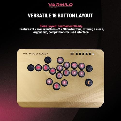 Varmilo HA10+ Rapid trigger All button arcade controller Leverless fight stick Two Versions Standard PC Only or Pro Compatible with PC PS4 PS5 Switch1 Switch2 (Golden Cosmos, Pro (Multi-Platform)) thumbnail 5