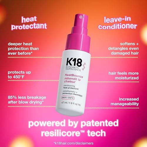 K18 HeatBounce Conditioning Heat Protectant Spray, Lightweight Leave-In Conditioner + 450℉ (232°C) Inside-Out Heat Protection, Soften, Smooth + Detangle All Hair Types thumbnail 2