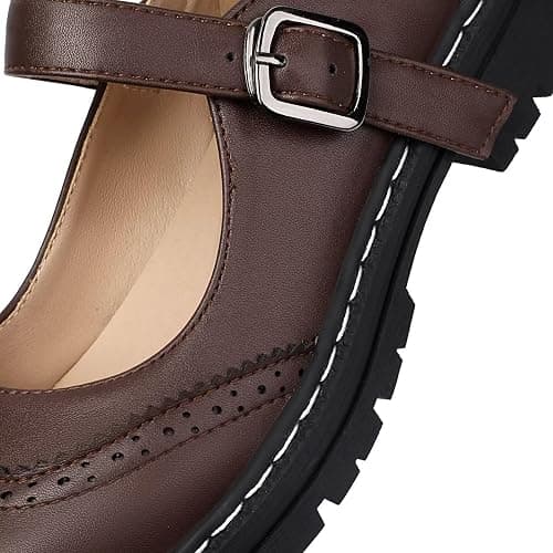 Mary Jane for Women Gothic Oxford Shoes - Flat Shoes, Ankle Tied, Round Toe for Casual Dresses, Work, and Campus thumbnail 6