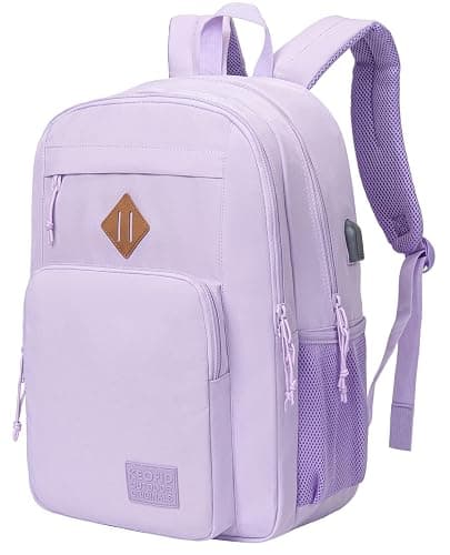 KEOFID Classic Travel backpack for Men and Women, Anti Theft Laptop Backpack with USB Charging Port for Work, Large Bag for College, Water Resistent(Purple) - Image 1