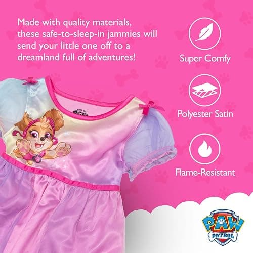 Paw Patrol Girls' Fantasy Gown Nightgown, RAINBOW SKYE thumbnail 4