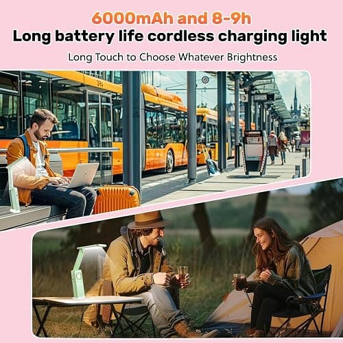 VAVOFO Cute Desk Lamp, Foldable & Portable LED Lamp with 6000mAh Rechargeable Battery, 3 Color Modes, USB-C Cordless Study Lamp for Bedroom, Office, Kids Room (Pink) thumbnail 4