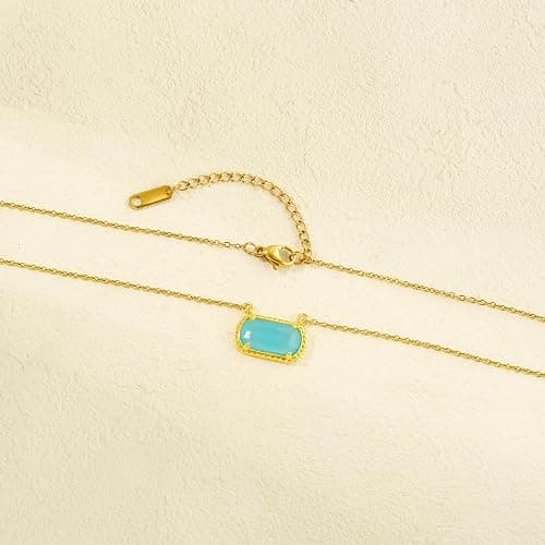 A Golden Cloud Birthstone Necklace for Women 14k Gold Plated Preppy Oval Stone Necklaces Trendy Zircon Pendant Necklaces Birthday Gifts for Women Mom Wife Friends thumbnail 6