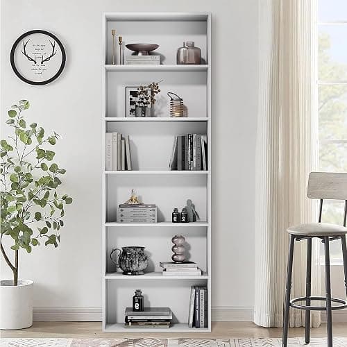 GRUSIGN 71" Tall 6-Tier Bookshelf, Large Open Display Bookcase with Ample Storage, Floor Standing Book Shelf for Living Room, Home Office, Bed Room, White thumbnail 8