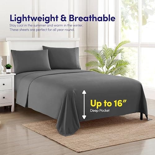 1500 Supreme Collection Twin XL Sheet Sets Gray - 3 Piece Bed Sheets and Pillowcase Set for Twin XL Mattress - Extra Soft, Elastic Corner Straps, Deep Pocket Sheets, Twin XL Gray - Twin XL - Gray thumbnail 8