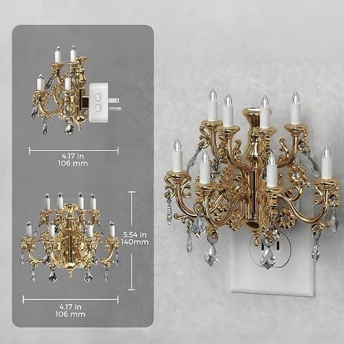 L LOHAS LED Night Lights Plug into Wall,Crystal Chandelier Candle Nightlight with Dusk to Dawn Sensor,Brightness Adjustable,3000K Soft White,Rotatable Plug Addtion for Home Decor,Hallway,Bathroom thumbnail 5
