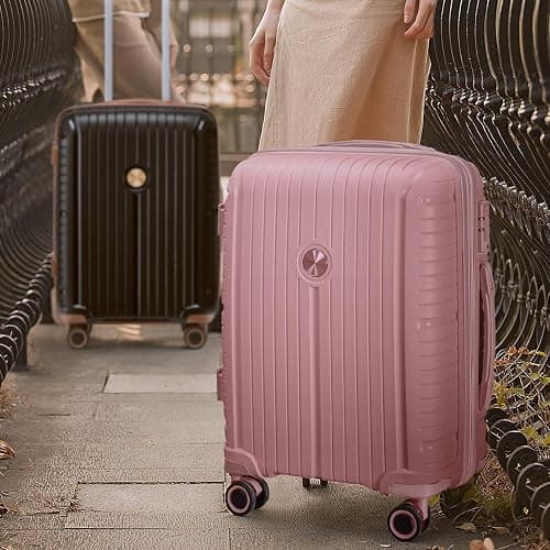 Joyway Luggage Sets 5 Piece PP Hardshell Carry on Suitcase, Travel Lightweight Carry-on with Double Spinner Wheels and TSA Lock, Rose Gold thumbnail 3