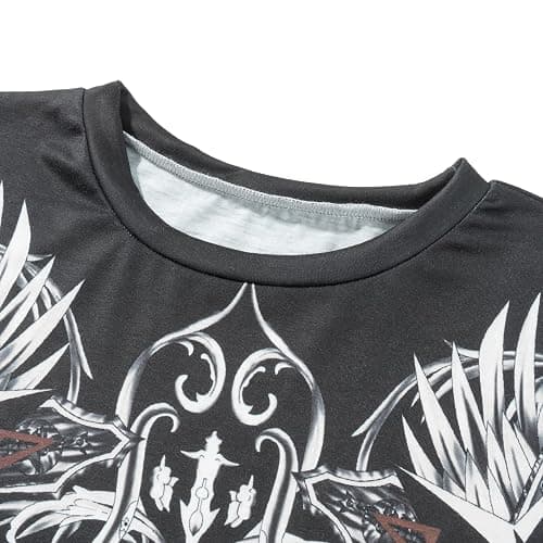 Women's Long Sleeve Tops Vintage Round Neck Skull Print Loose Grunge Shirts Pullover Harajuku Y2K Streetwear - K-black - L thumbnail 5