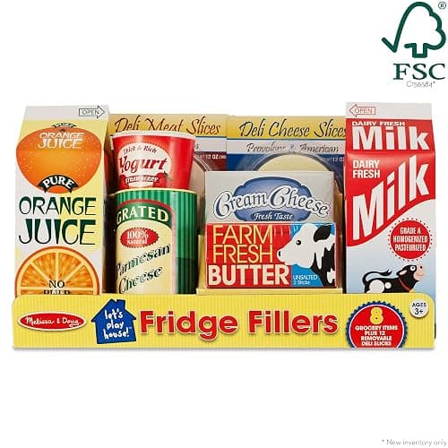 Melissa & Doug Fridge Fillers Grocery Play Food Cartons (8 Pieces) Wooden Toy Groceries, Pretend Play Food, Kitchen Accessories for Kids Ages 3+ - FSC Certified thumbnail 3