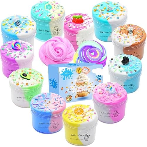 Butter Slime Kit Two-Toned 11 Packed Fidget Toy, Educational Slime Toys, Easter Egg Filling Stuffers,Birthday Gifts Prize Party Favors for Girl Boys Kids 6 7 8 9 10 11 12 - Image 1