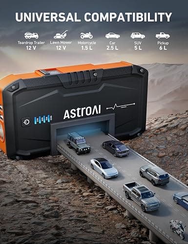 AstroAI S8 Car Battery Jump Starter, Car Jumper Starter Battery Pack for Up to 6.0L Gas & 3.0L Diesel Engines, 12V Portable Jump Box with 3 Modes Flashlight and Jumper Cable (Orange) thumbnail 4