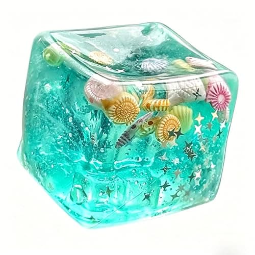Ice Cube Squishy Stress Balls, Slow Rising Ice Cube Marine Shells Squishy Fidgets Toys, Soft Cubes Stress Relief Sensory Toy, Stretchy Squeeze Ball for Relaxing - Image 1