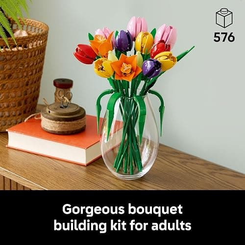 LEGO Botanicals Tulip Bouquet Building Set for Adults - Gift for Birthdays - Bedroom, Book Shelf & Office Decor for Women & Men, Ages 18+ - Artificial Flowers Crafting Kit - 11501 thumbnail 2