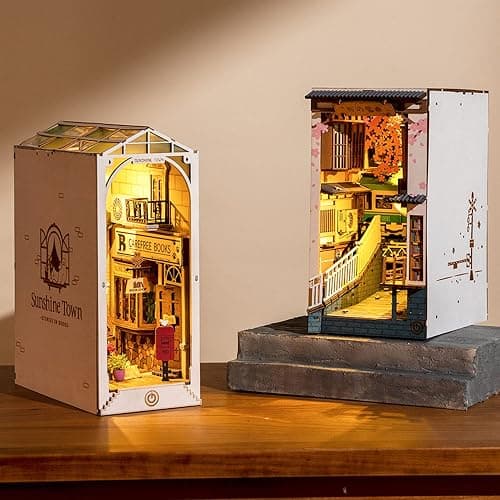 Rolife DIY Book Nook Kit Sakura Densya, DIY Miniature Booknook Kit Creative Decorative Bookend Bookshelf Insert 3D Puzzles for Adults, Halloween/Christmas Decorations/Gifts for Adults (Sakura Densya) thumbnail 8