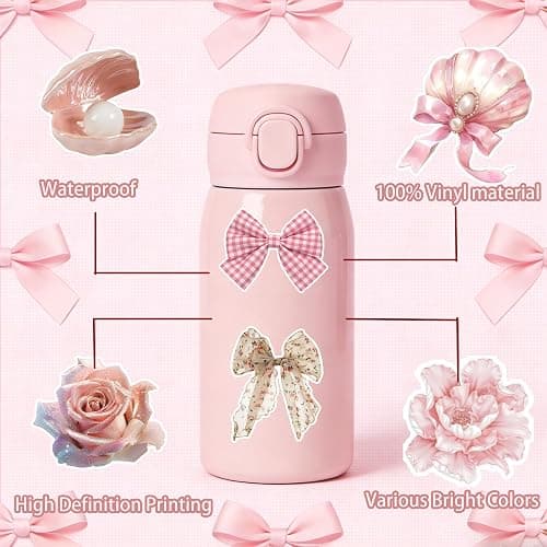 115PCS Pink Aesthetic Stickers - Vintage Coquette Style, Waterproof Vinyl Decals Cute Bow Tie Stickers Disco Ball, Decorative Stickers for Water Bottles, Laptop, Scrapbook (115pcs Coquette Stickers) thumbnail 4